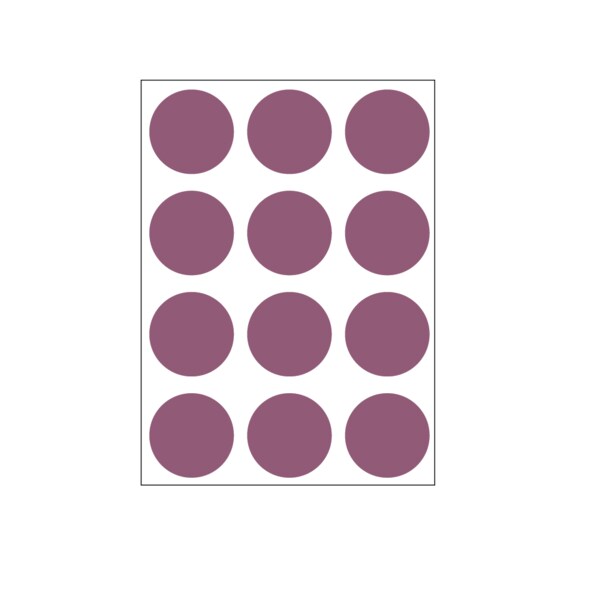 1-1/4" Color Coding Dots Maroon - Sheet Form